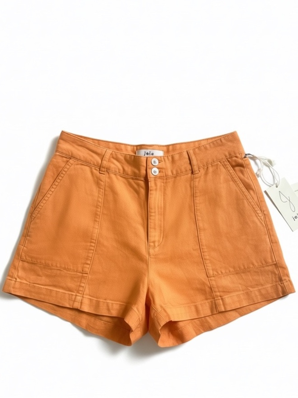 Joie Sunburst Orange High-Waist Cotton Utility Shorts